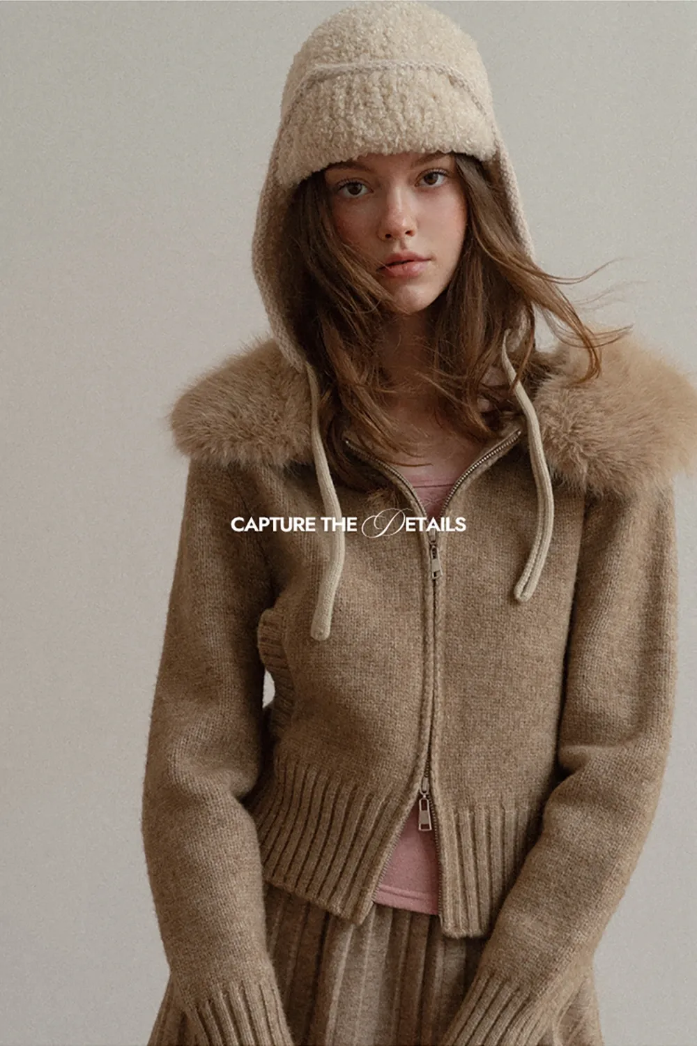 Zip Sweater and Pleated Skirt Combo