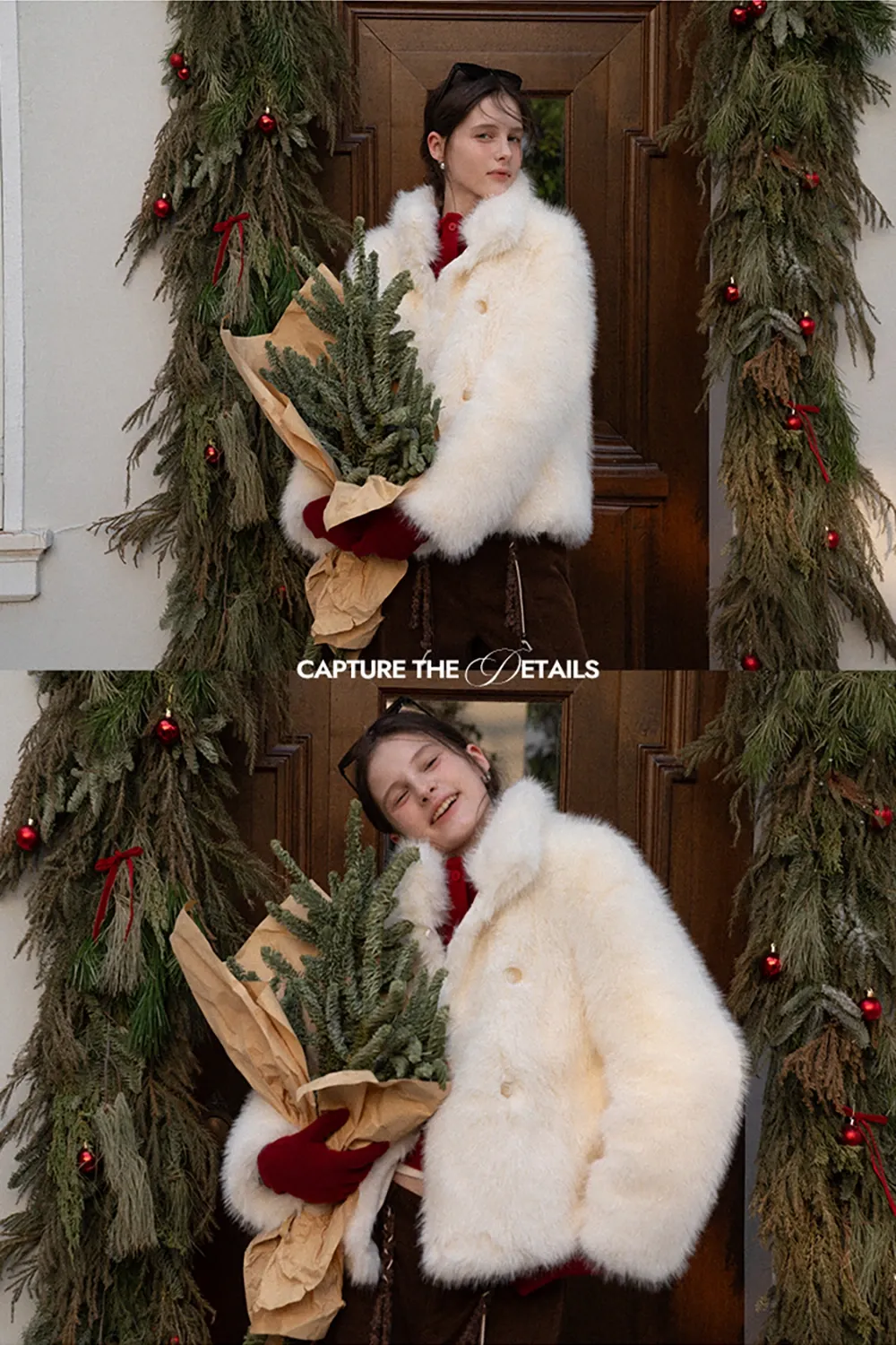 Plush Faux Fur Jacket Buttons