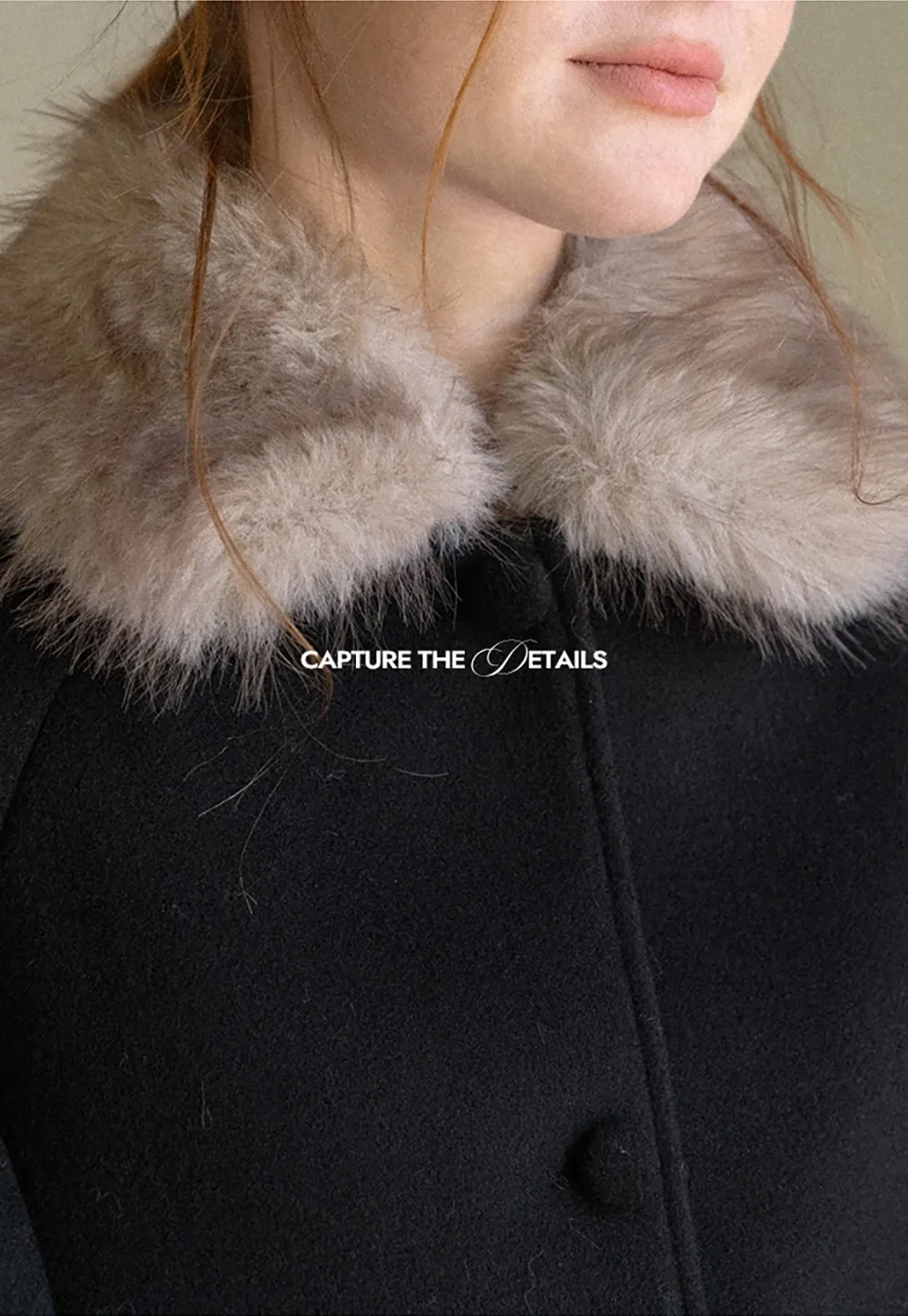 Faux Fur Trimmed Cape Wool Coat