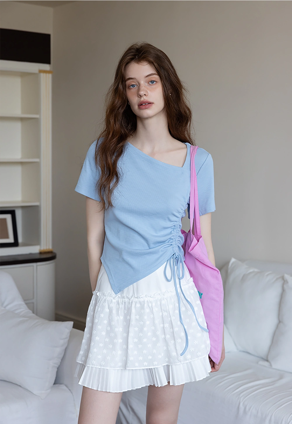 Asymmetrical Ruched Crop Top