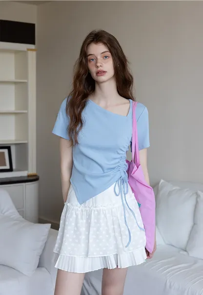 Asymmetrical Ruched Crop Top