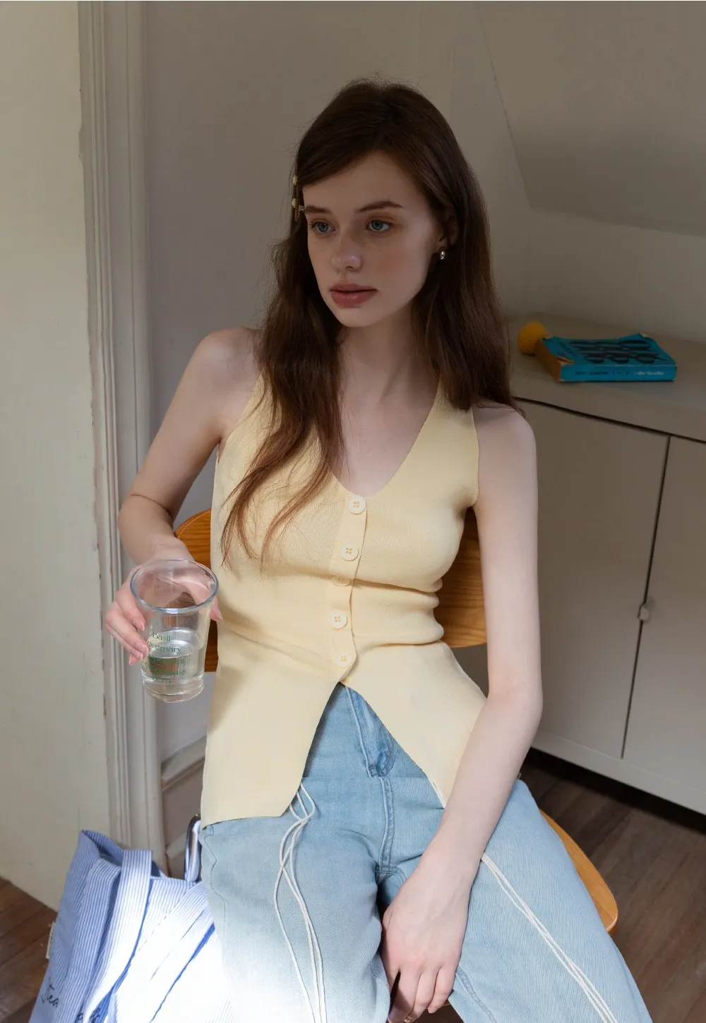Women’s Button-Front Ribbed Tank Top