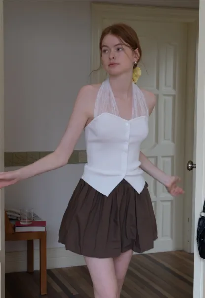Drawstring Balloon Mini Skirt