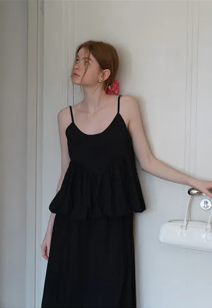 Women's High Waist Maxi Skirt with Flowing Hem