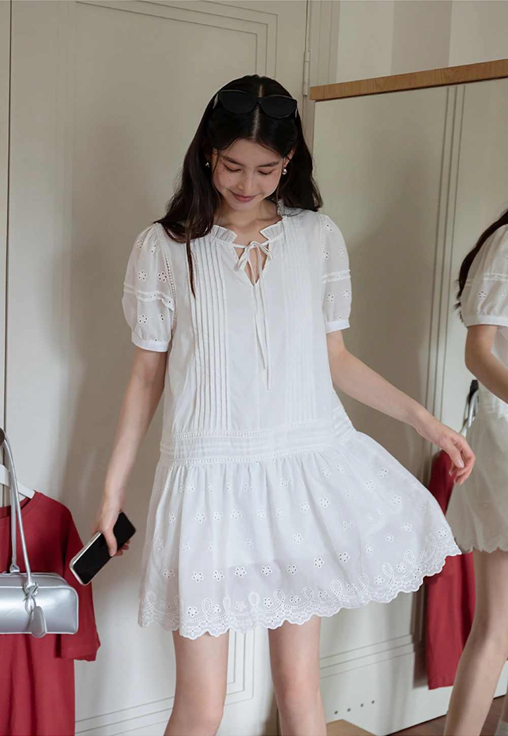 Women’s Eyelet Lace Babydoll Tunic