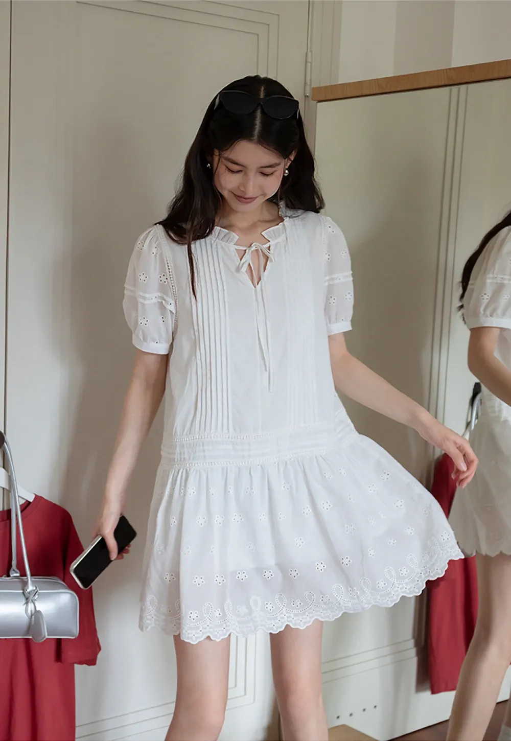 Women’s Eyelet Lace Babydoll Tunic