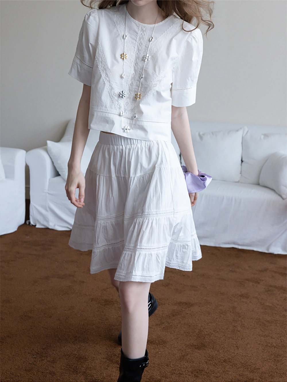 Women's Tiered A-Line Midi Skirt