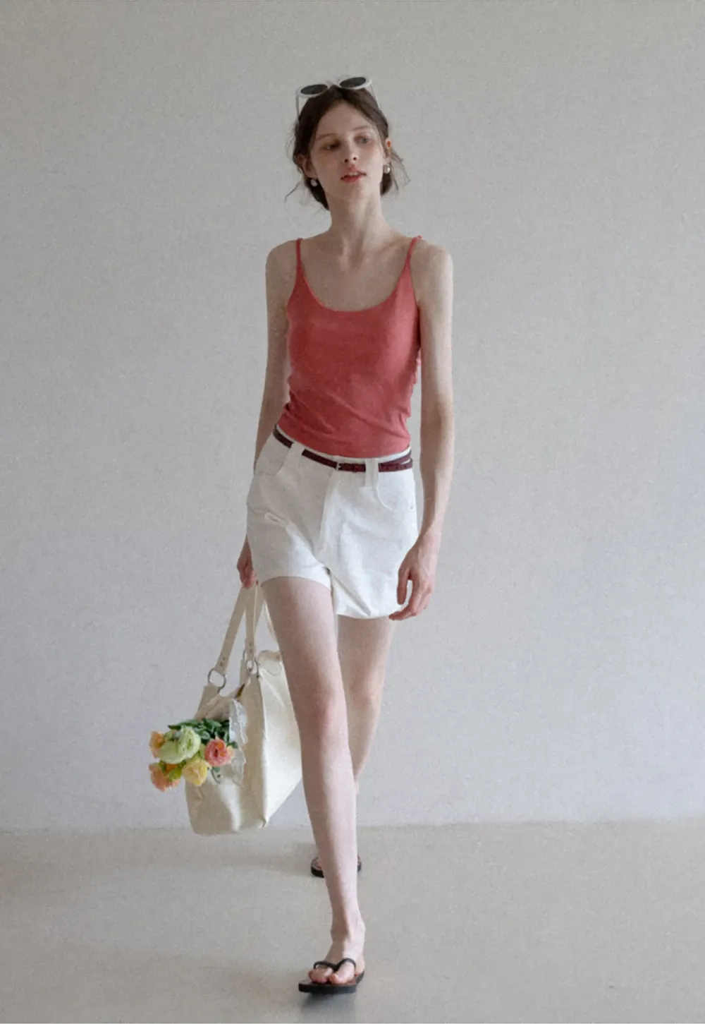 Women’s Belted High-Waist Cotton Shorts