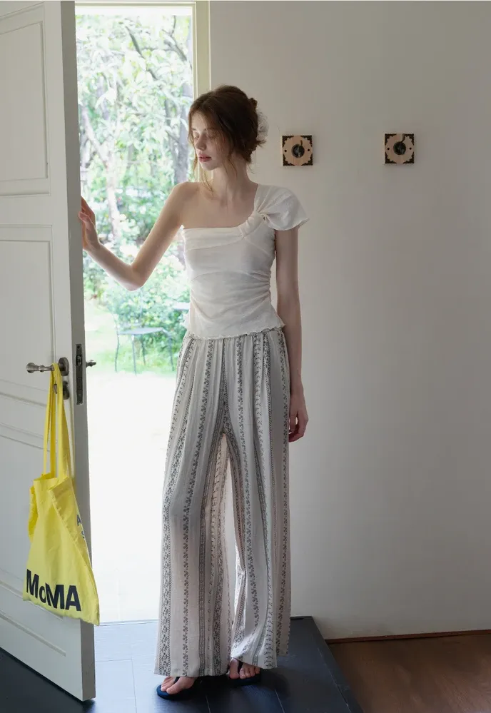 Women’s Boho Stripe Wide-Leg Palazzo Pants