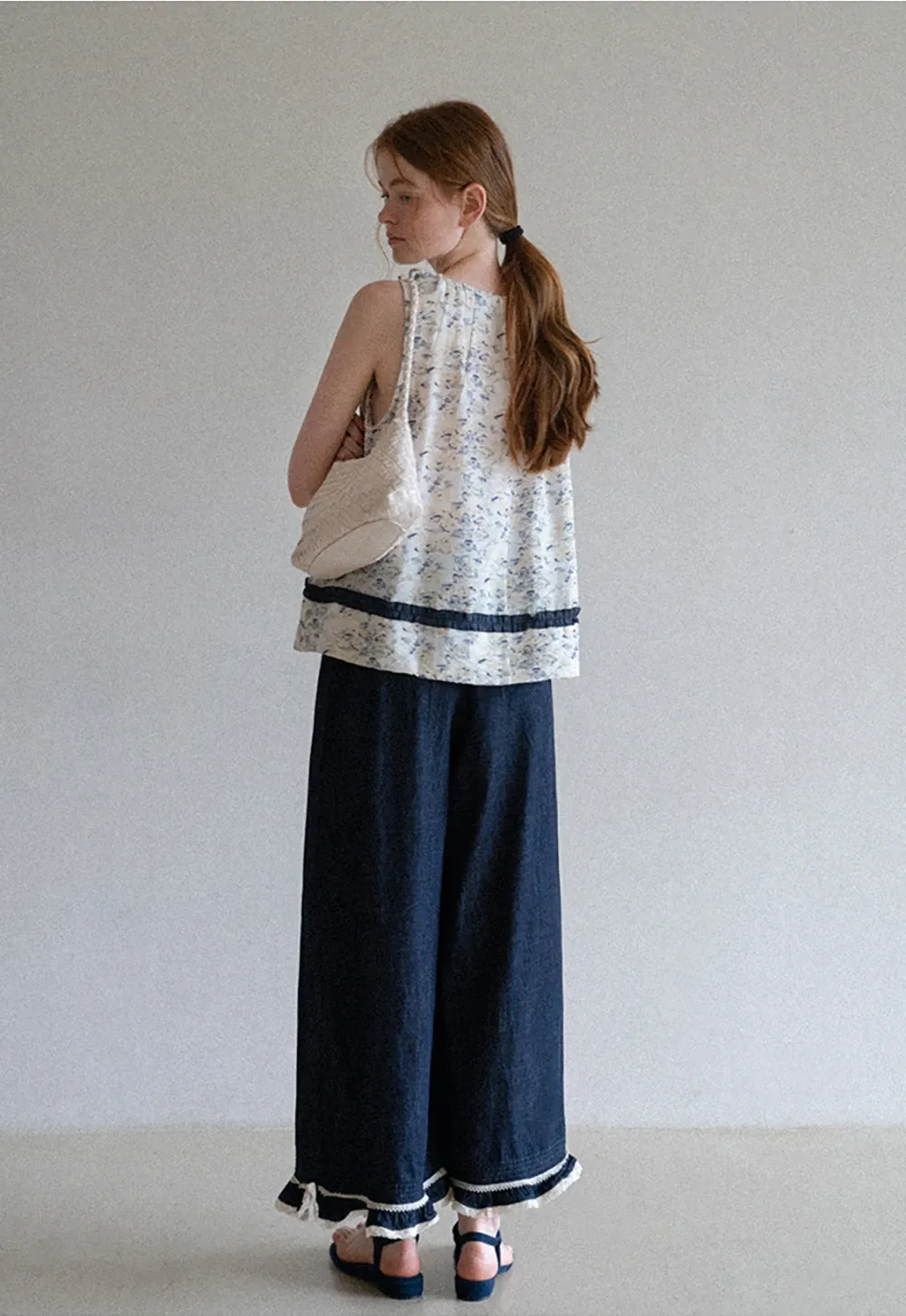 Lace Hem Wide Leg Jeans