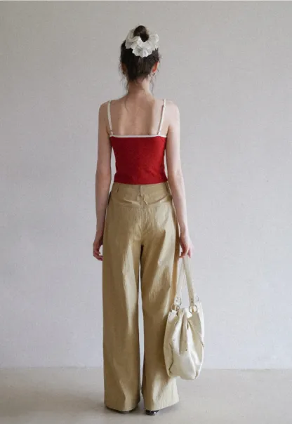 Women's High Waist Wide Leg Pants with Drawstring