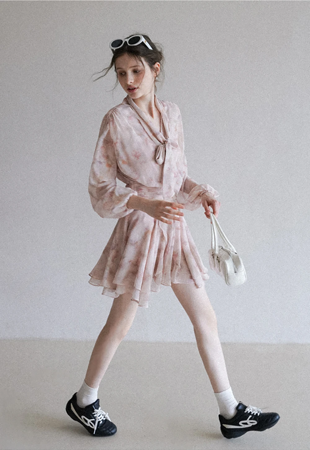 Romantic Floral Layered Dress with Belted Waist