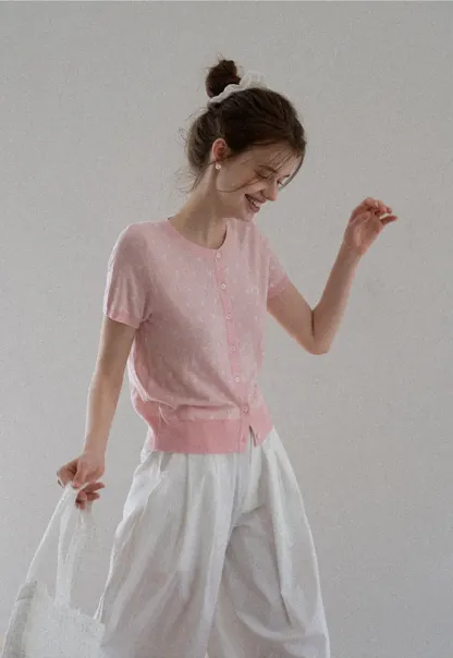 Women's Ruched Button Front Knit Top