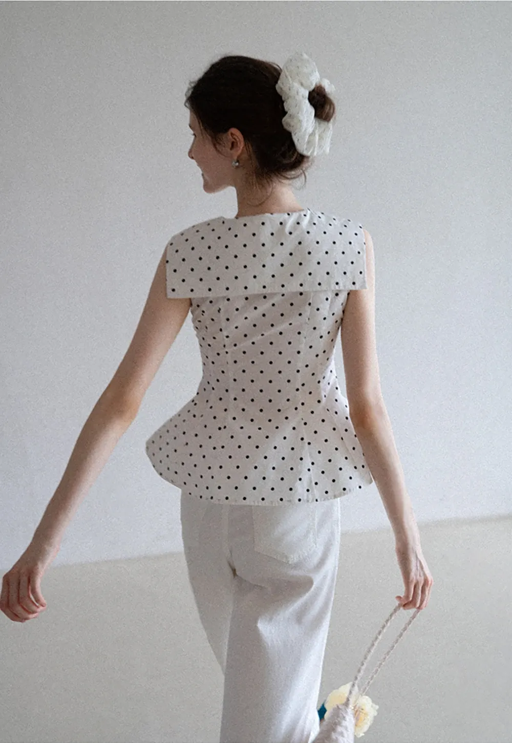 Women's Polka Dot Peplum Blouse