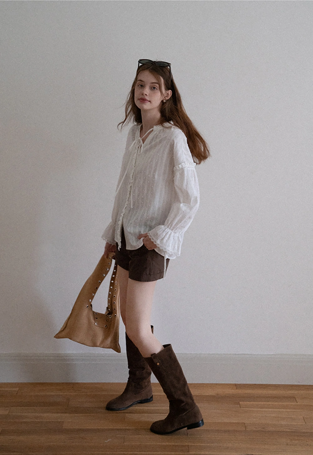 Women High Waist Belted Cuffed Chino Shorts with Pocke