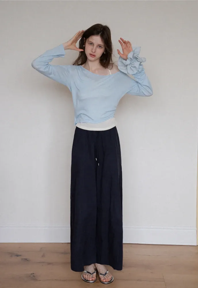 Drawstring Wide-Leg Pants