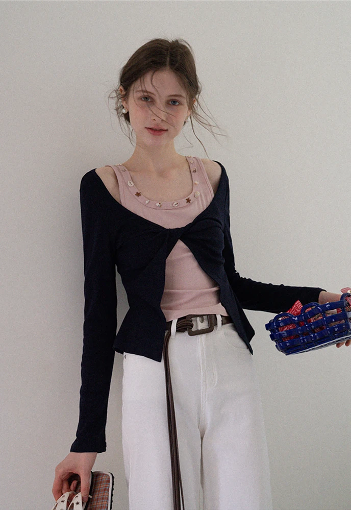 Shell‑Trim Twist Layered Top