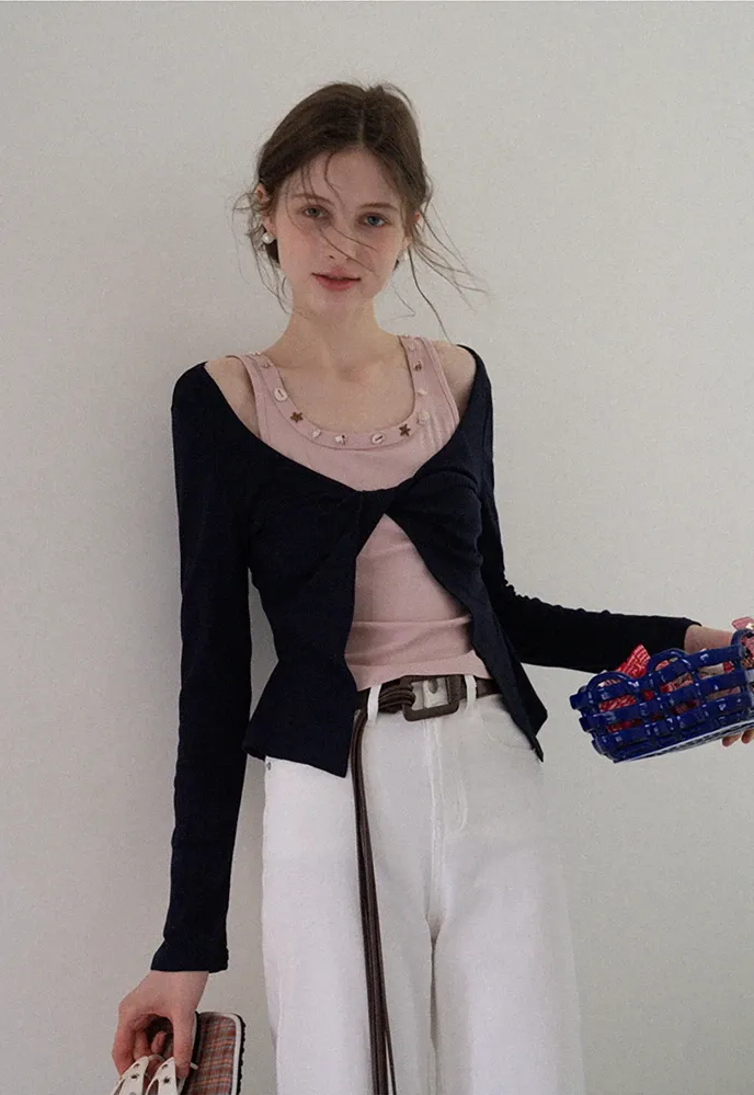 Shell‑Trim Twist Layered Top