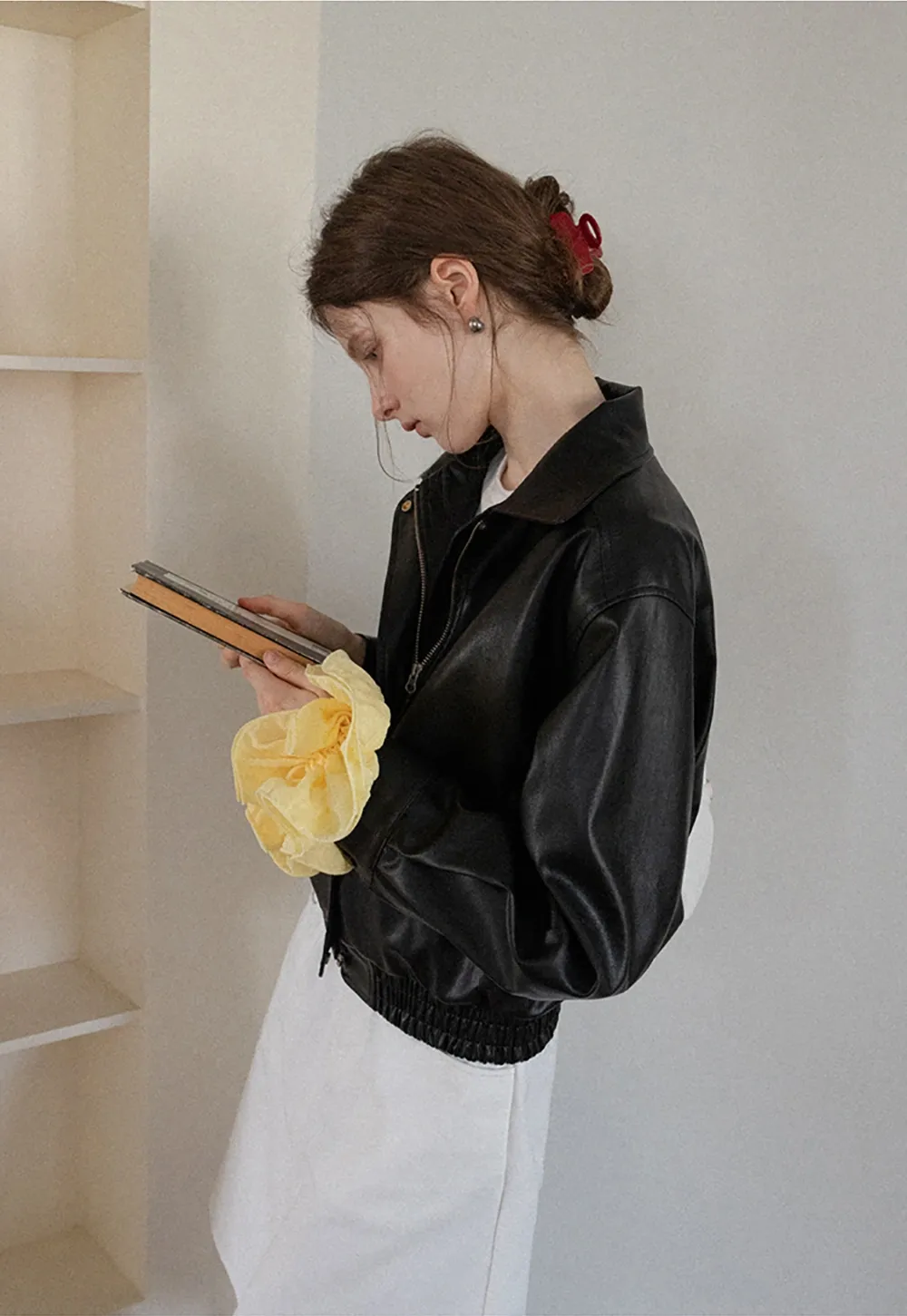 Women's Faux Leather Bomber Jacket