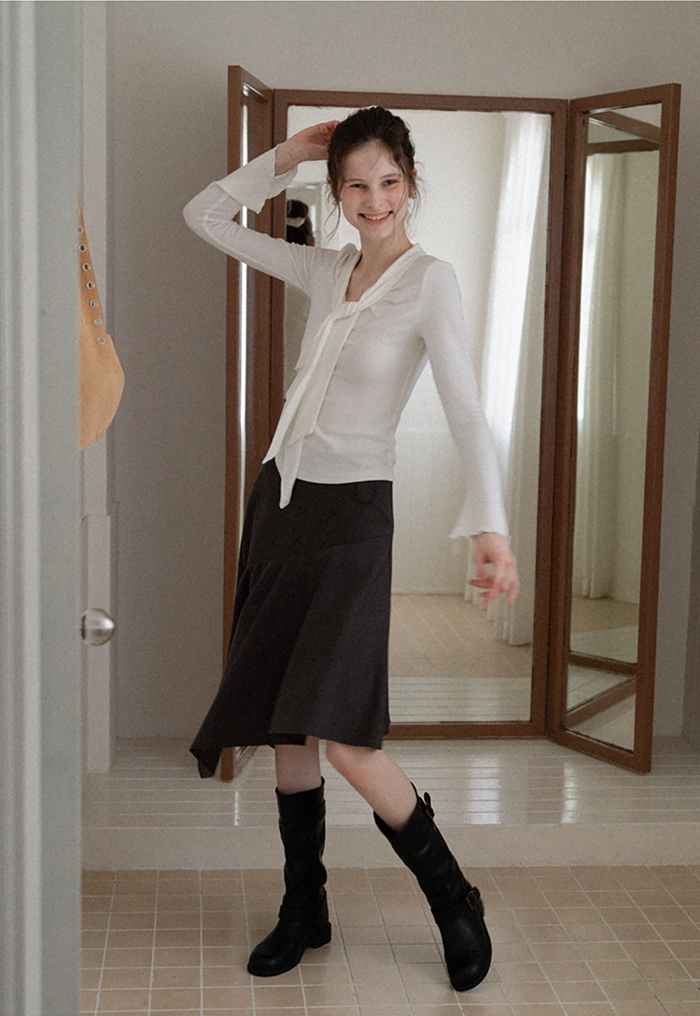 Women's Asymmetrical A-Line Midi Skirt