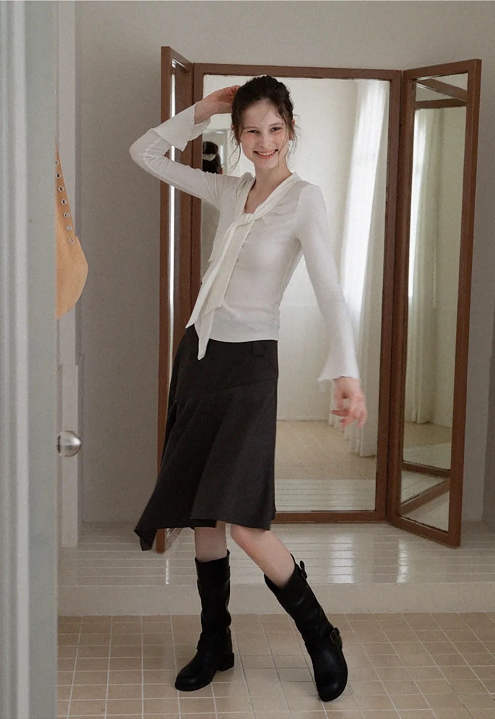 Women's Asymmetrical A-Line Midi Skirt