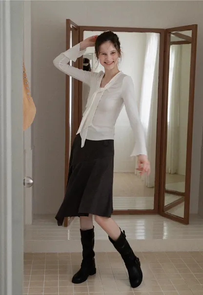 Women's Asymmetrical A-Line Midi Skirt