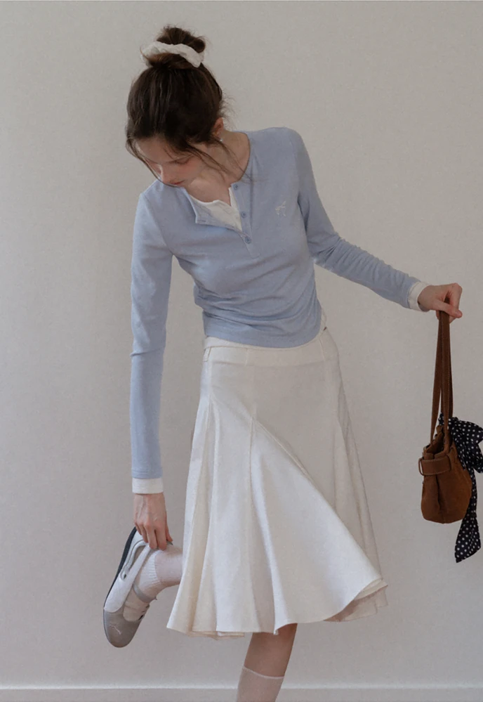 Ruched Henley Crop Top