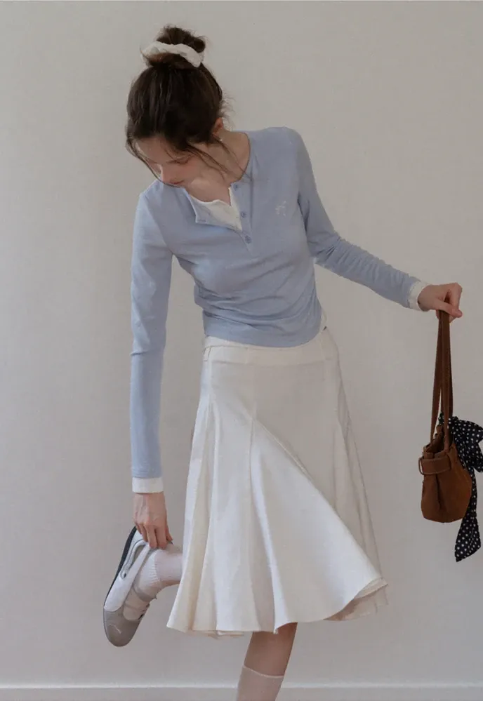 Ruched Henley Crop Top