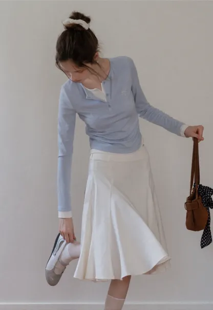 Ruched Henley Crop Top