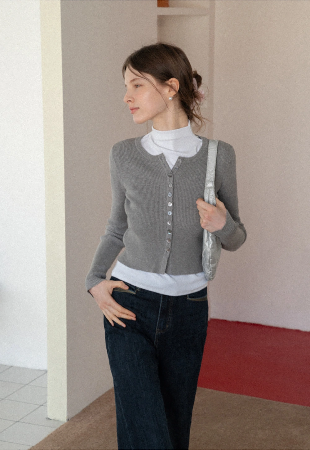 Women's Ribbed Cropped Cardigan