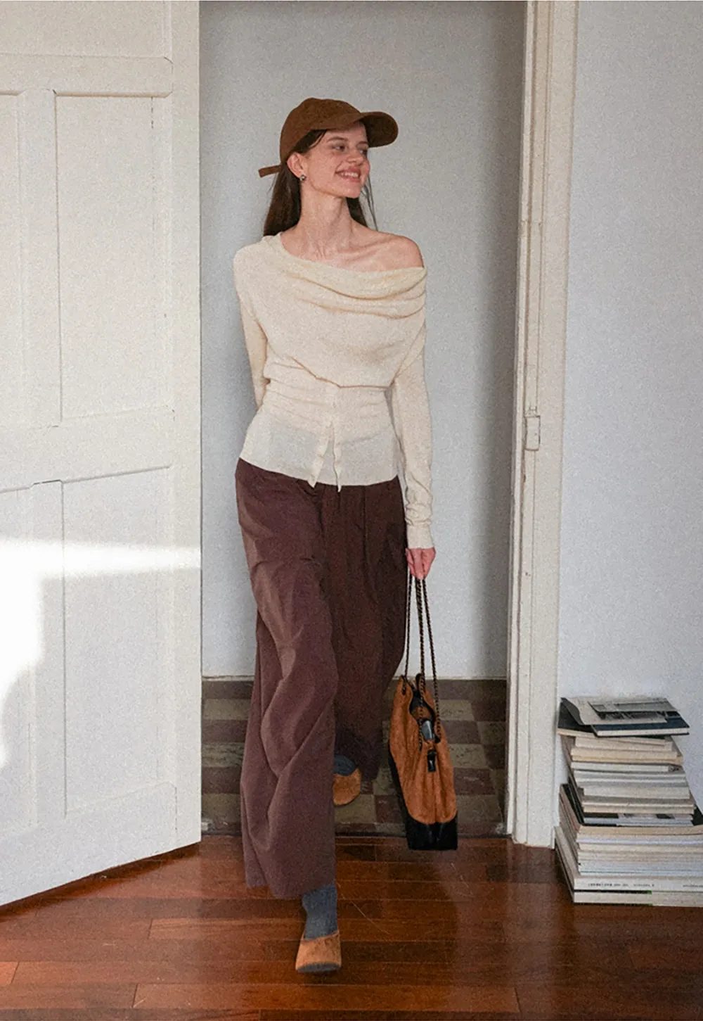 WomensElastic Waist Wide Leg Pants