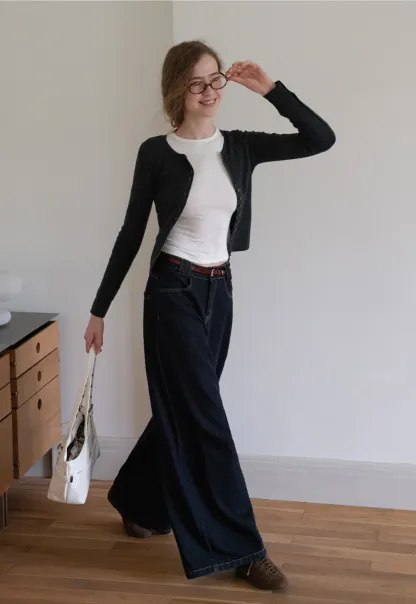 High Waist Wide Leg Jeans for Women Loose Fit Denim Pants