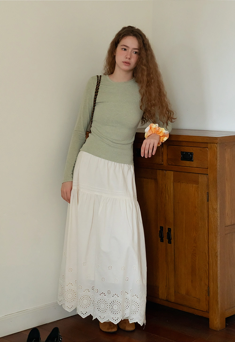 Womens Vintage White Maxi Skirt