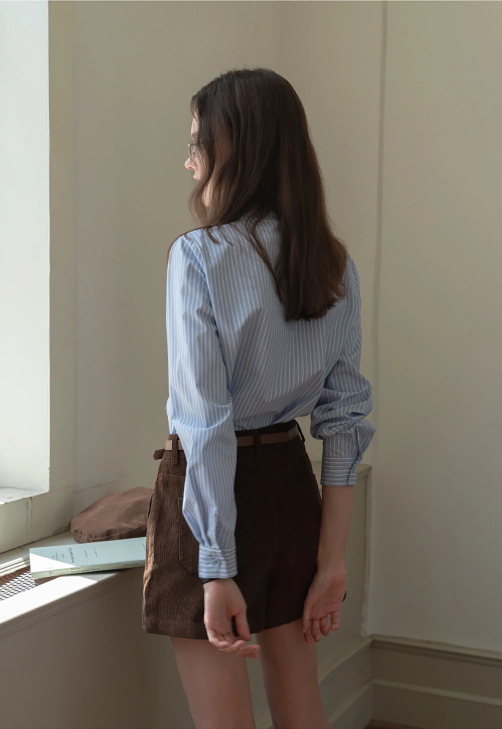 Striped Bow Tie Neck Long Sleeve Blouse