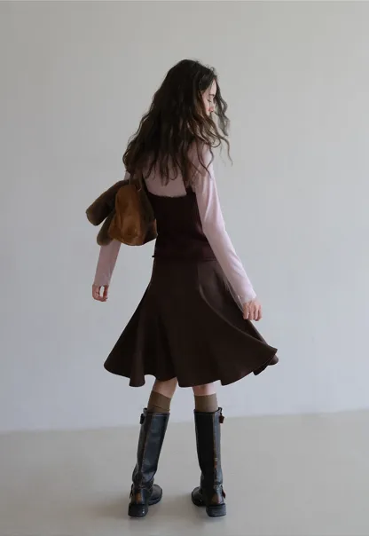 Womens Vintage Suede A-Line Skirt