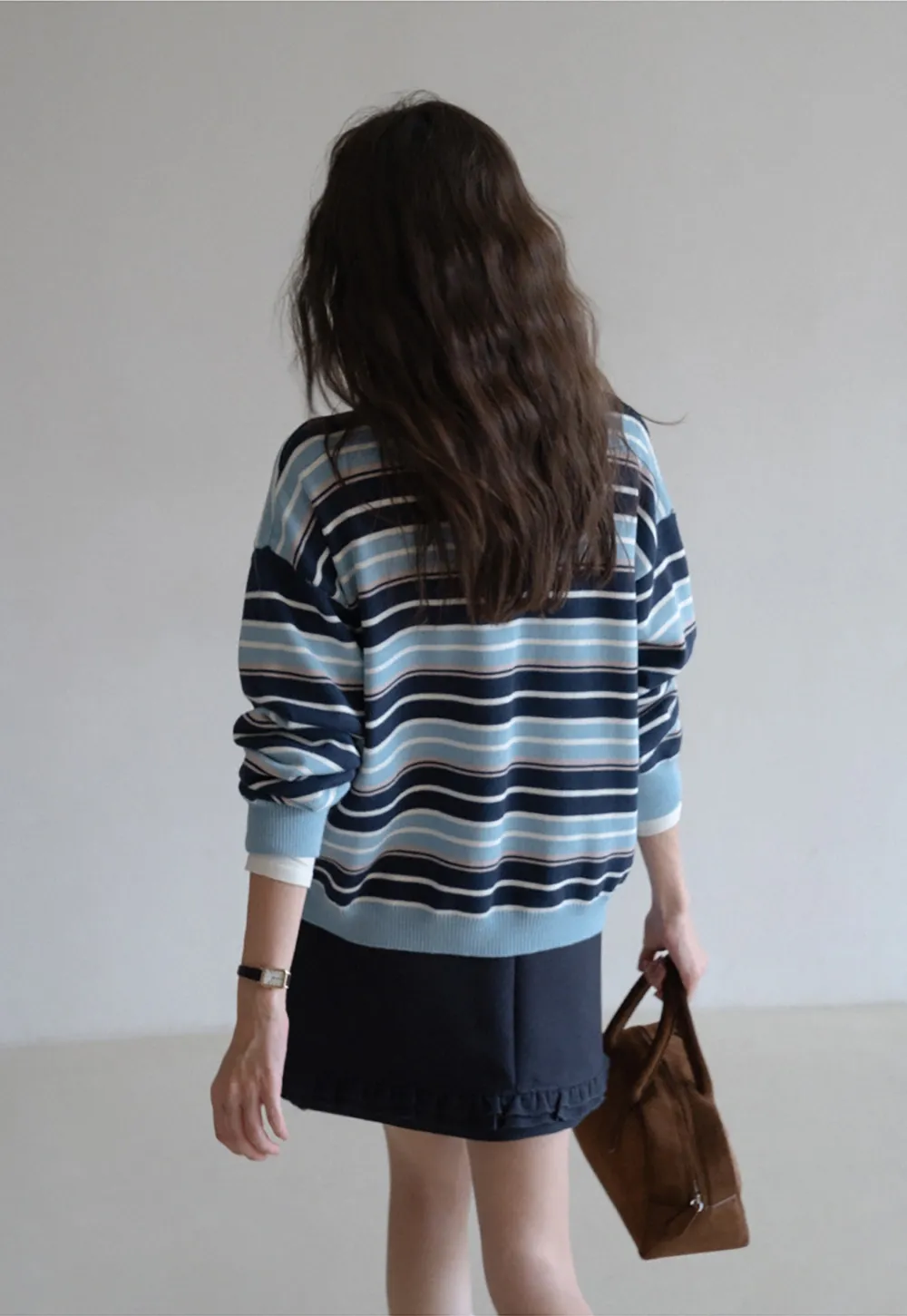 Womens Striped Polo Sweater