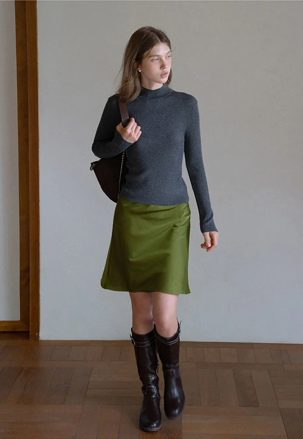 Elegant Satin Midi Skirt