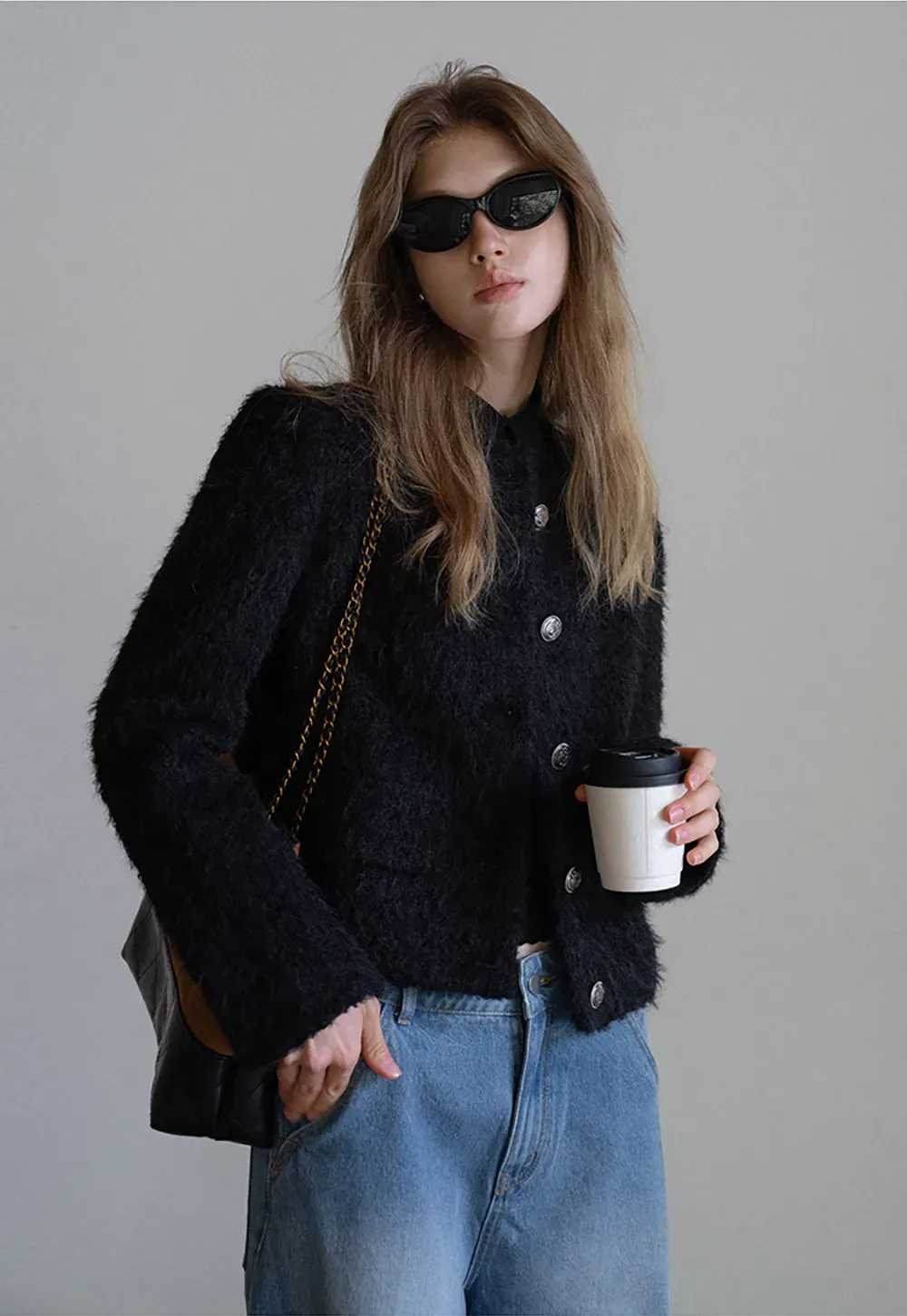 Fuzzy Button Up Jacket