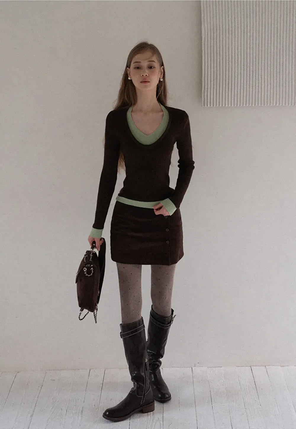 Corduroy Button Front Mini Skirt