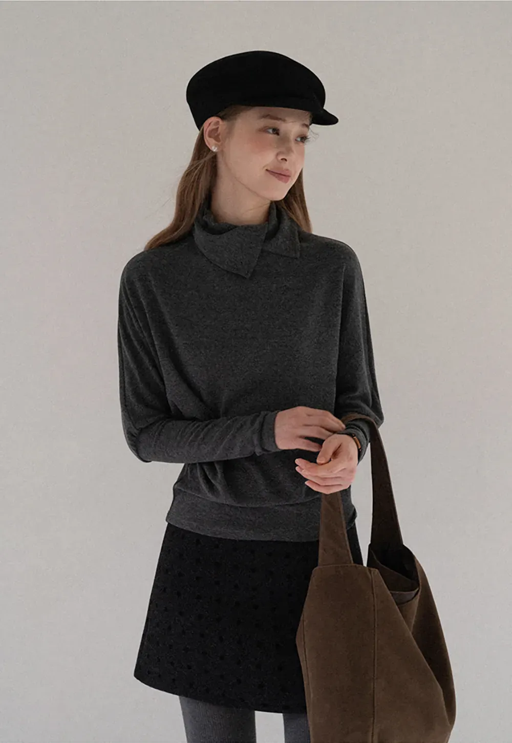 Striped High Neck Relaxed Fit Top