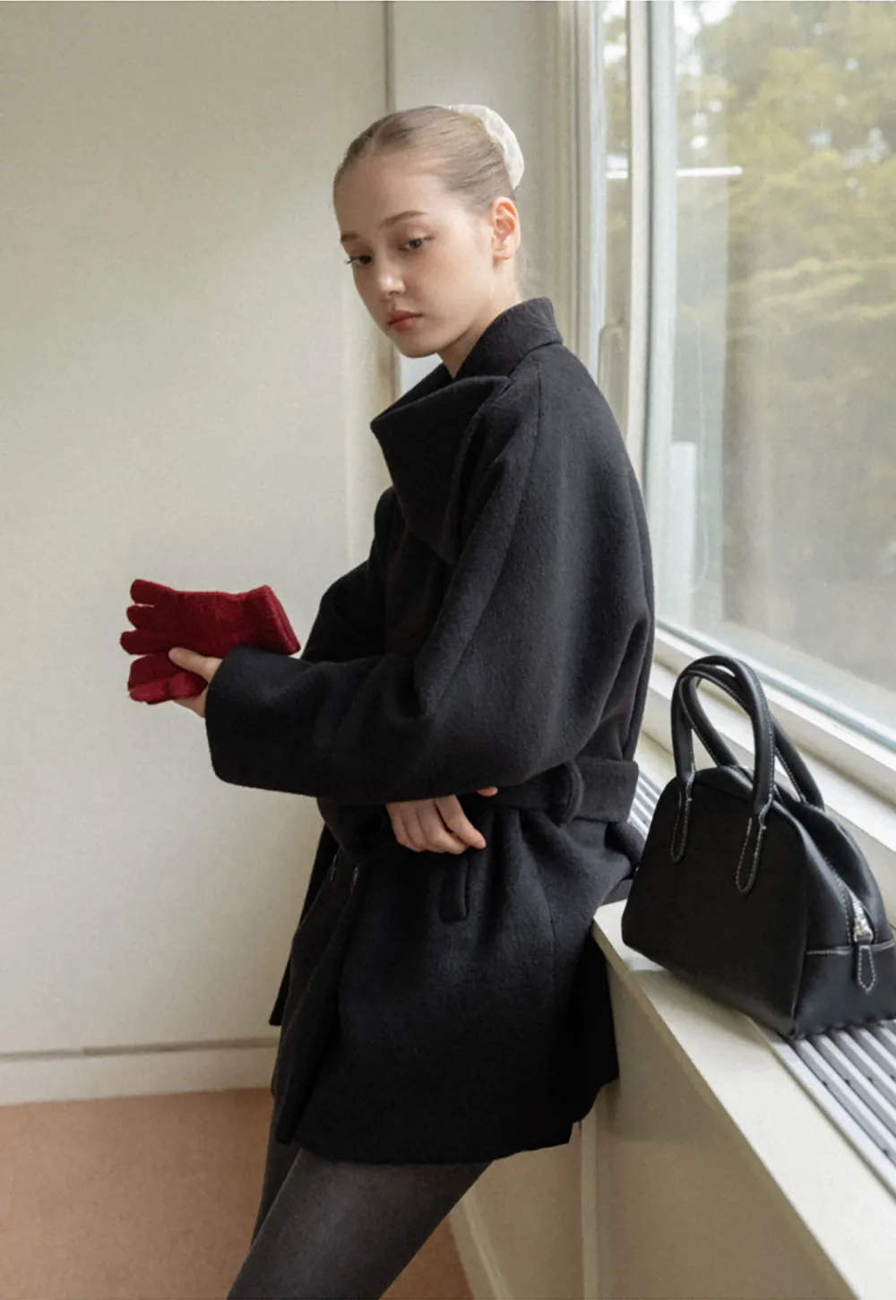 Belted Double Breasted Wool Coat