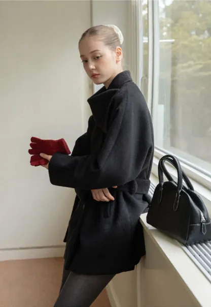 Belted Double Breasted Wool Coat