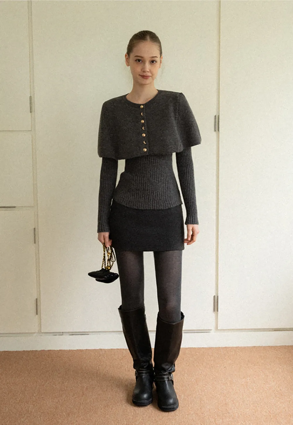 High-Waisted A-Line Wool Skirt