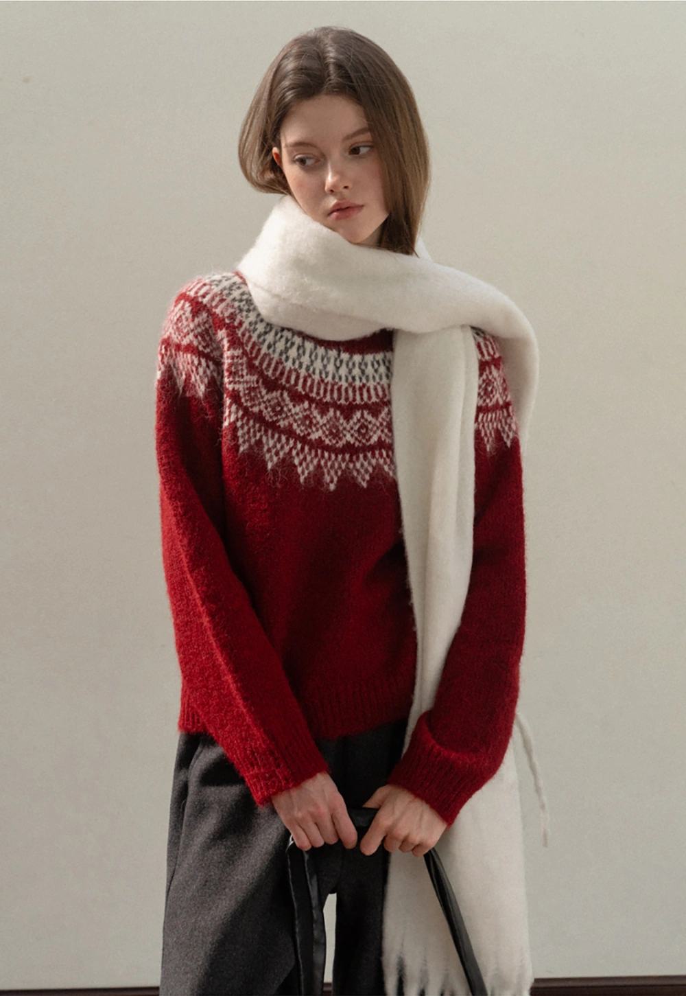 Women Warm Round Neck Nordic Style Sweater