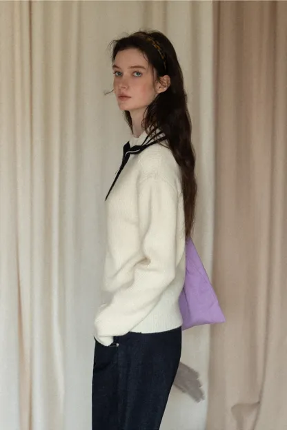 Women’s Sailor Collar Half Zip Sweater