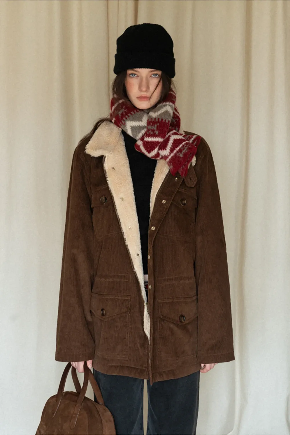 Stylish Fair Isle Patterned Long Knitted Scarf