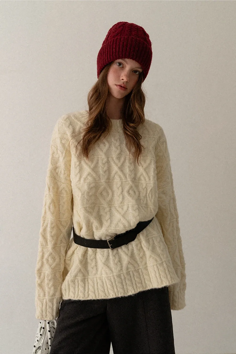 Cable Knit Diamond Pattern Sweater