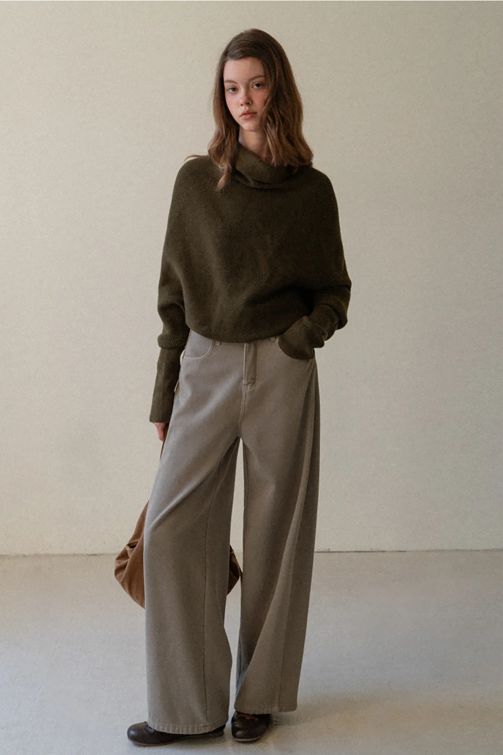 Loose Fleece-Lined Jeans with Tassel Belt