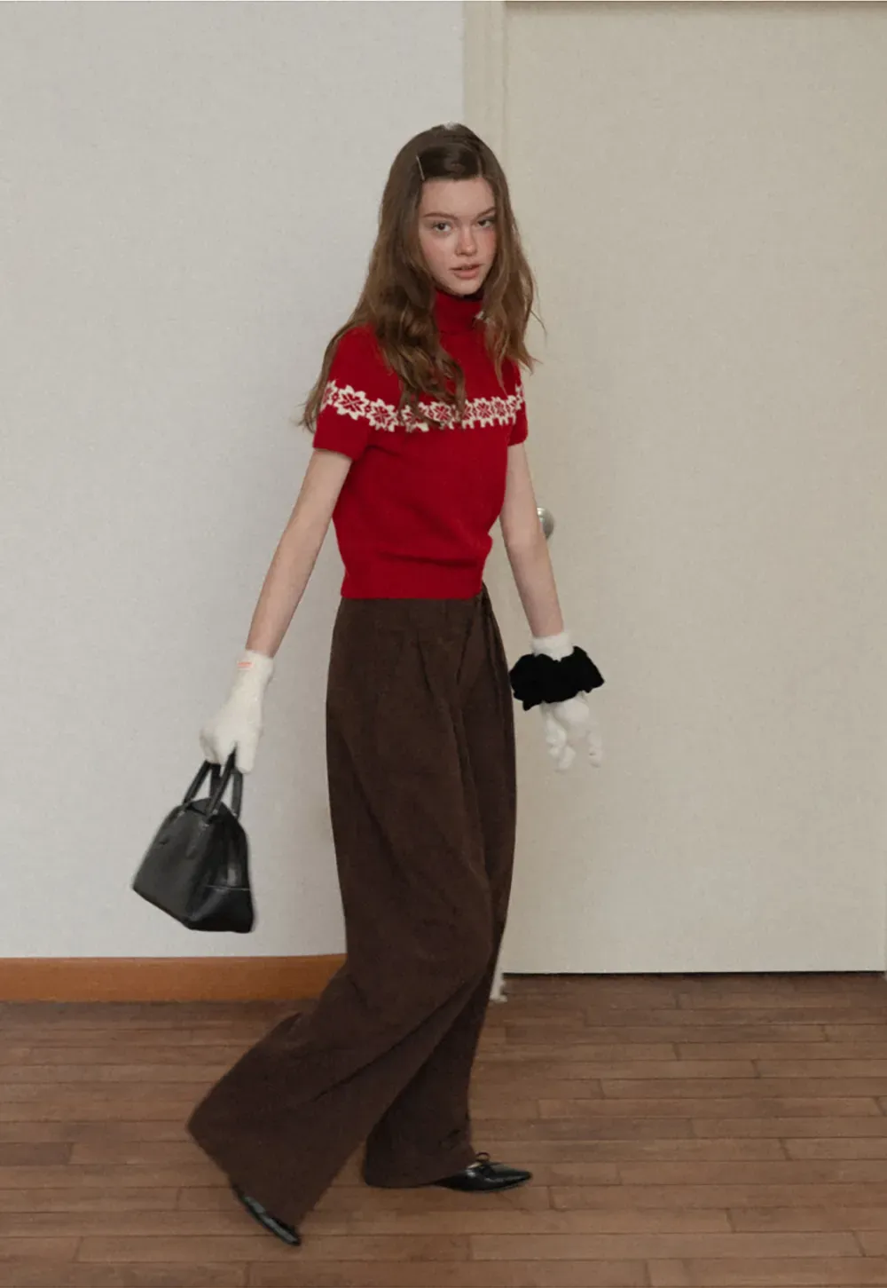 Pleated Wide-Leg Corduroy Pants