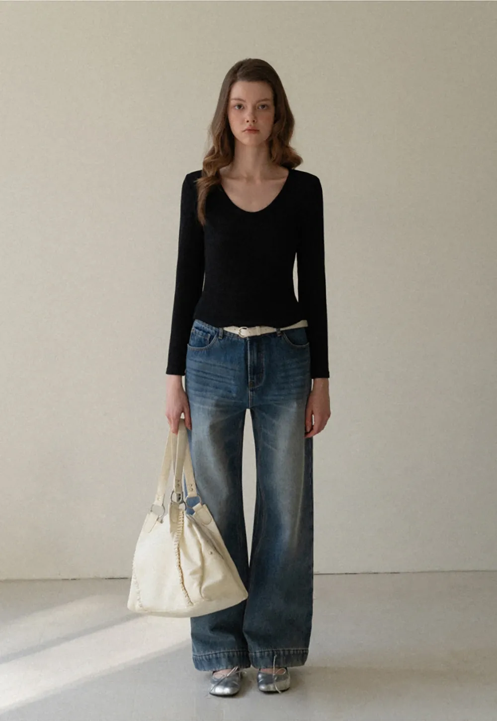 Women Wide-Leg High-Waisted Denim Jeans